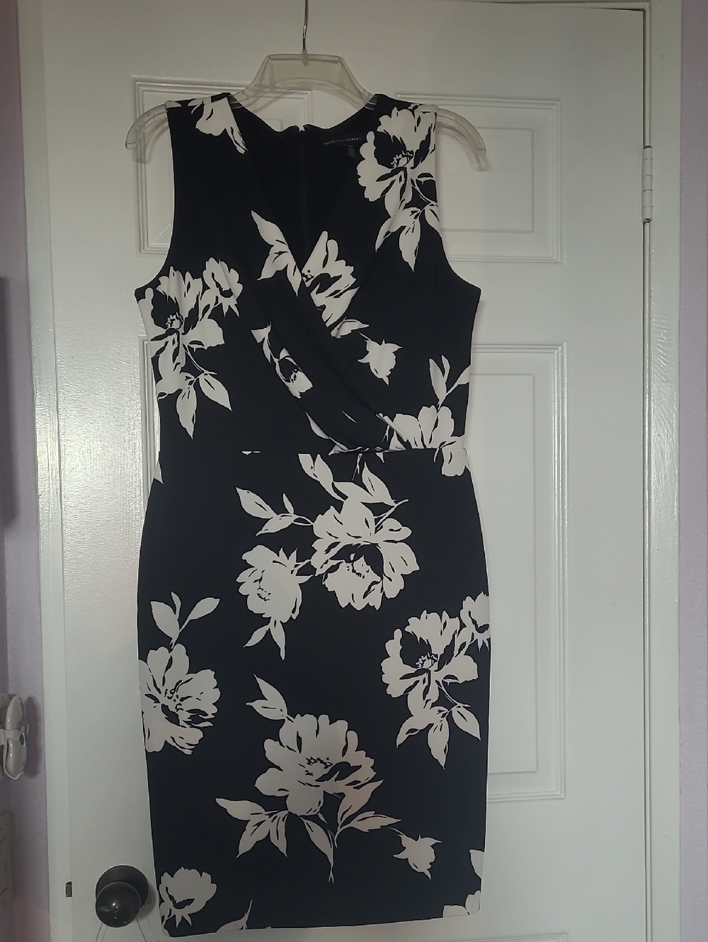 White House Black Market Black and White Floral Midi Dress